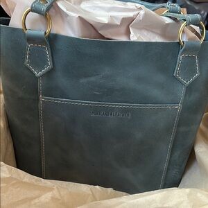 Aqua color Portland Leather market tote